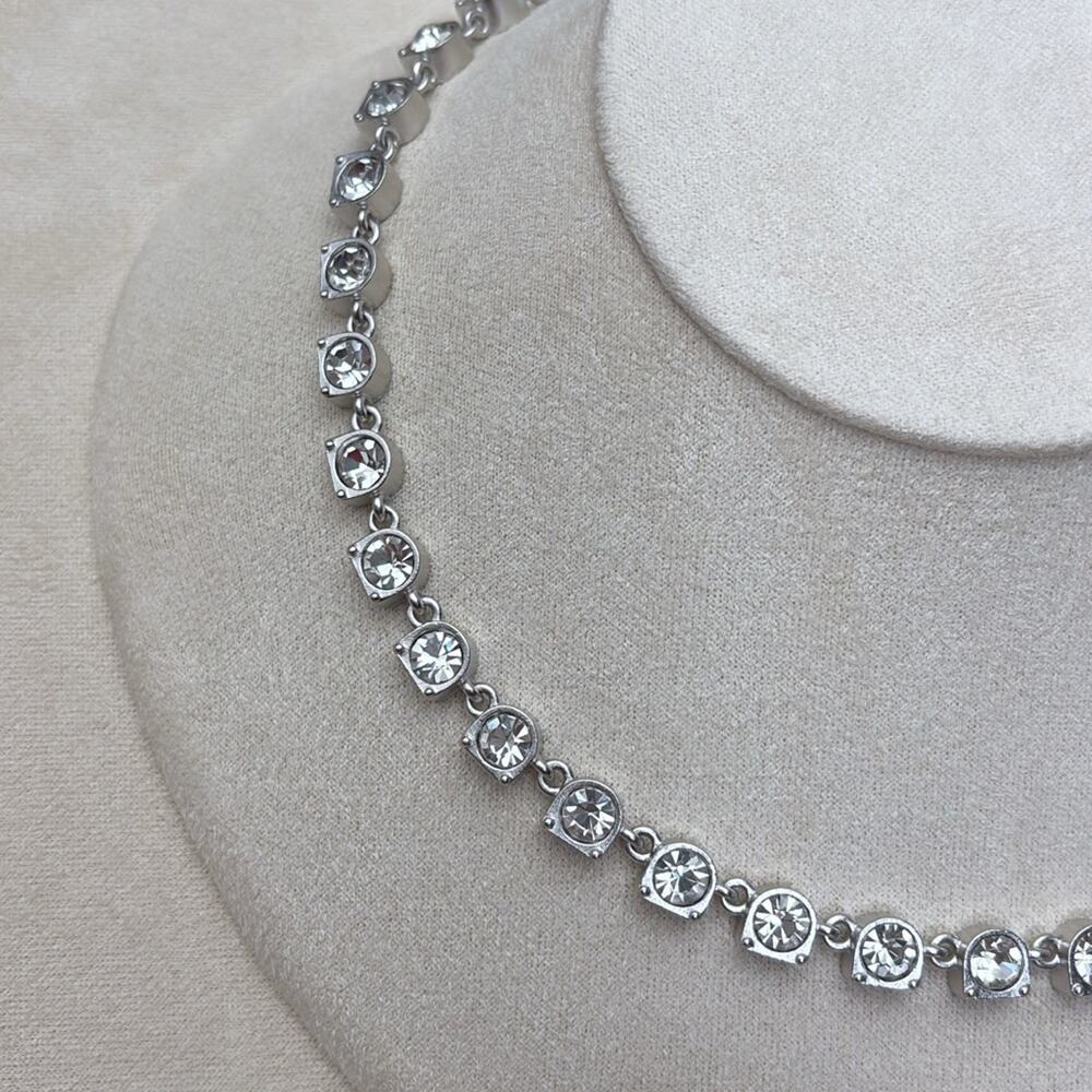 D'Orlan Rhodium Plated Necklace with Swarovski Crystals 16-18" Length - Picture 2 of 3